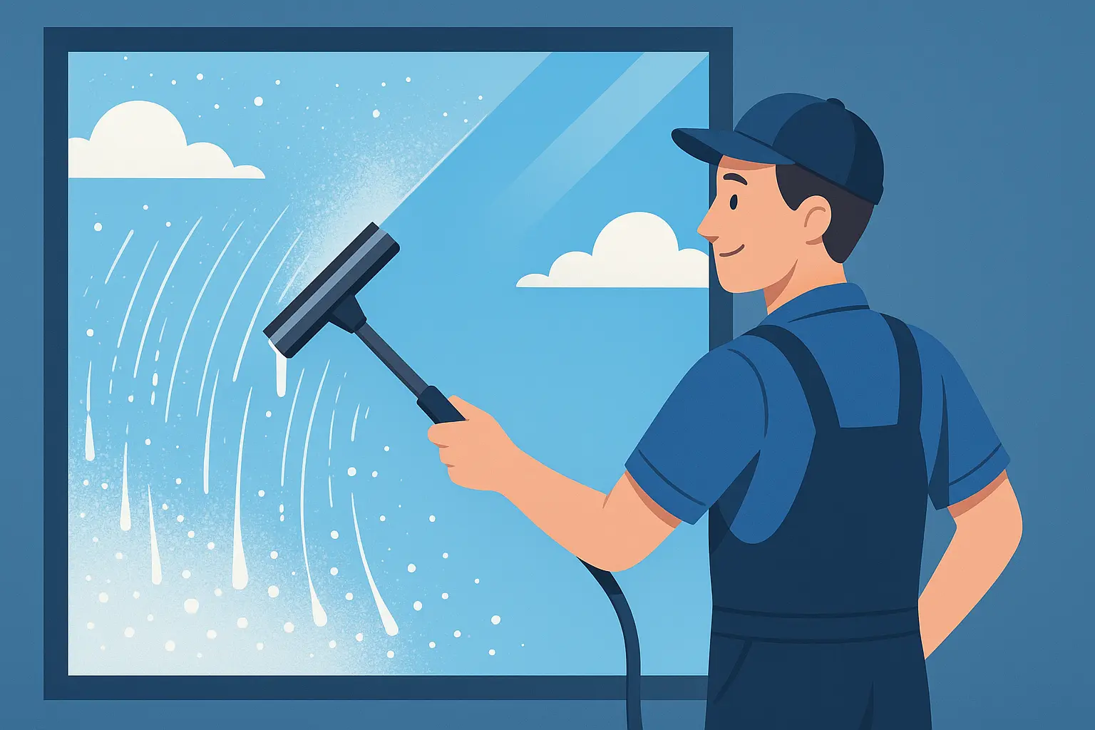 Professional cleaning large residential windows